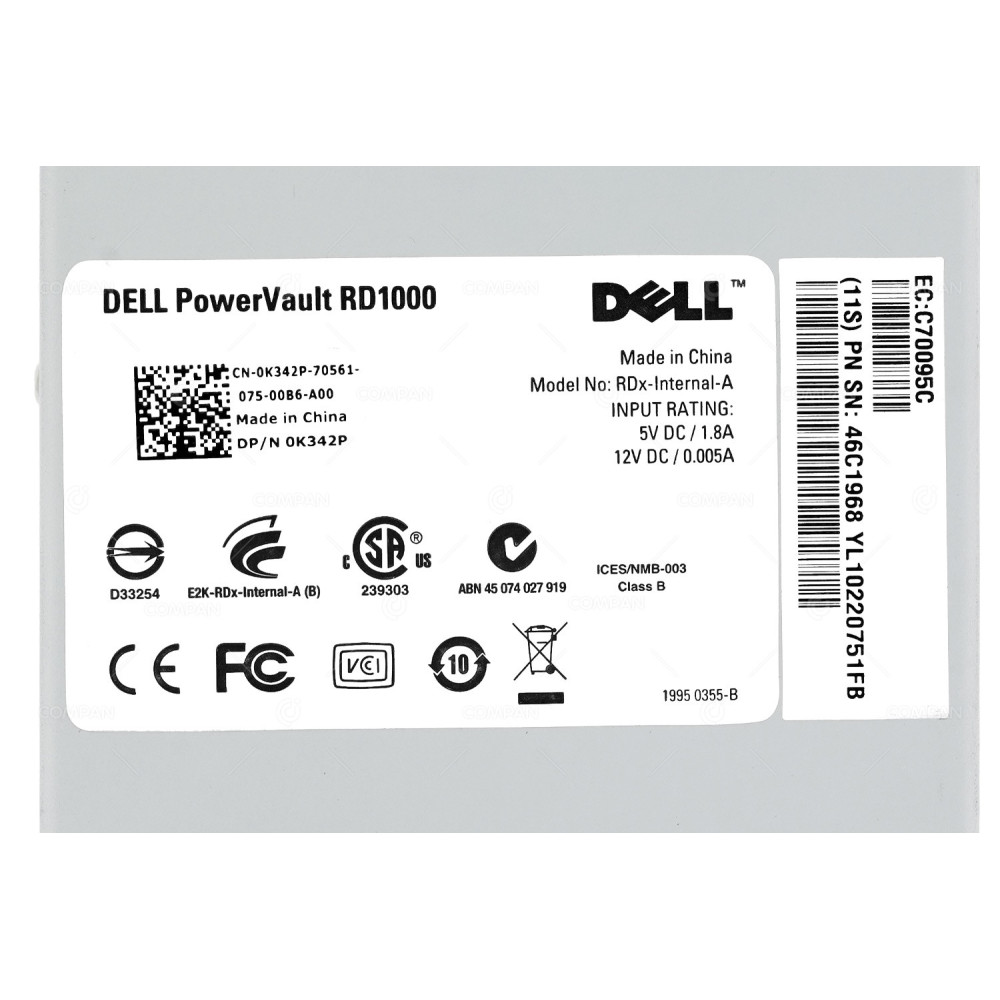 K342P DELL POWERVAULT RD1000 TAPE INTERNAL DRIVE